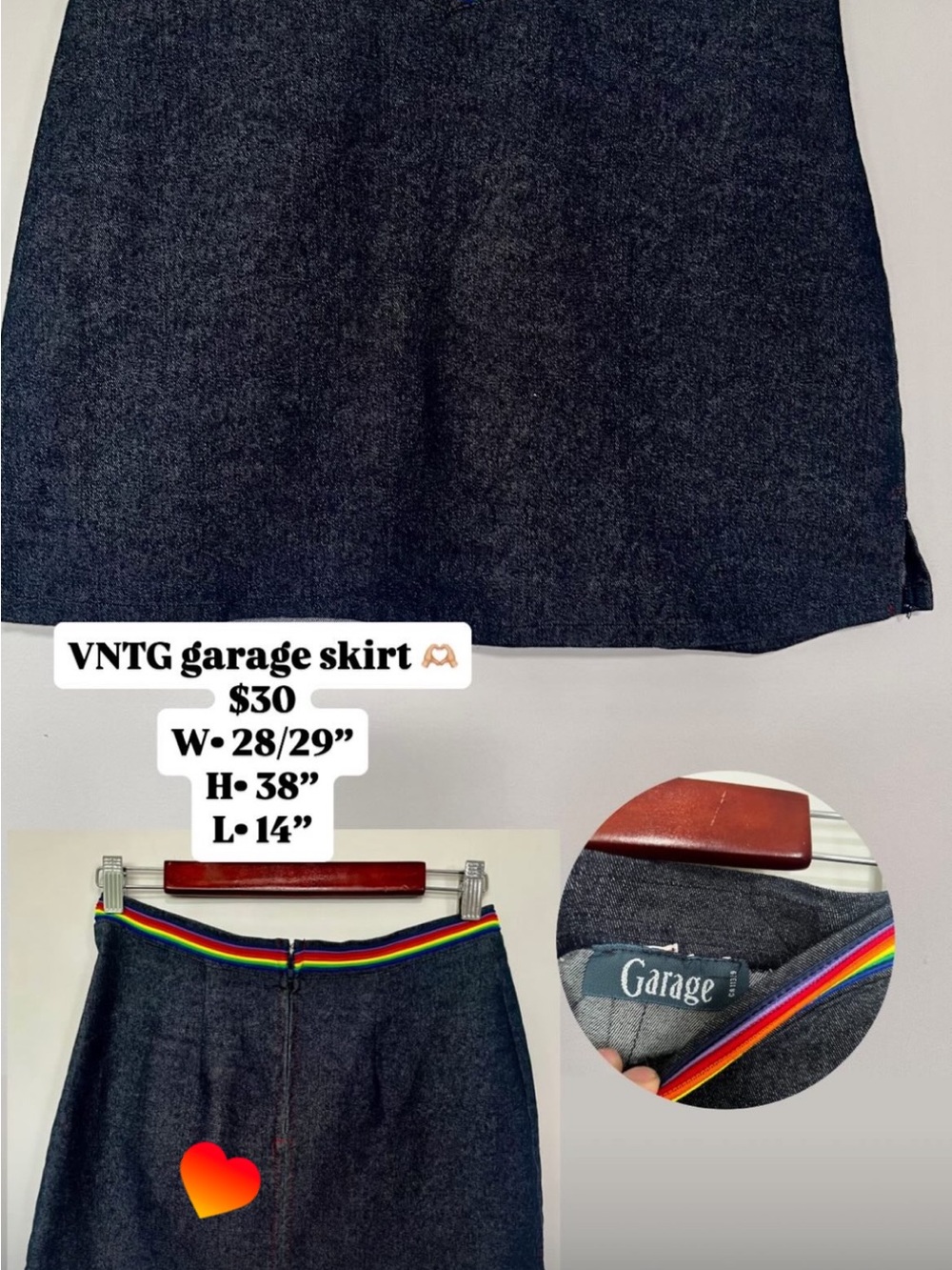 Garage Dark Gray Mini Skirt with Rainbow Waistband